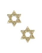 Meira T 14k Yellow Gold Star Of David Diamond Stud Earrings