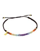 Tous Rainbow Multi Stone Knotted Cord Bracelet