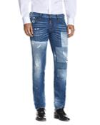 Dsquared2 Patch Faded Slim Fit Jeans In Blue