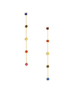 Kate Spade New York Rainbow Multicolor Cubic Zirconia Dotted Linear Drop Earrings In Gold Tone