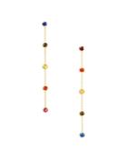 Kate Spade New York Rainbow Multicolor Cubic Zirconia Dotted Linear Drop Earrings In Gold Tone
