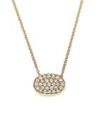 Diamond Pave Oval Pendant Necklace In 14k Yellow Gold, .45 Ct. T.w.