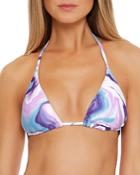 Becca By Rebecca Virtue Blue Agate Cheryl Reversible Triangle Bikini Top