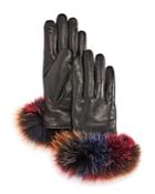 Echo Fox Fur Trim Leather Gloves