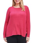 Foxcroft Plus Mindy Metallic Ribbed Sweater