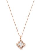 Bloomingdale's Diamond Milgrain Clover Pendant Necklace In 14k White & Rose Gold, 0.50 Ct. T.w. - 100% Exclusive