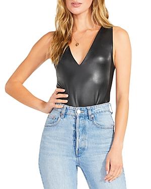 Bb Dakota X Steve Madden V How It Goes Faux Leather Bodysuit