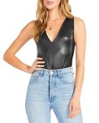 Bb Dakota X Steve Madden V How It Goes Faux Leather Bodysuit