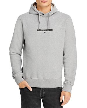 Stone Island Cotton Fleece Logo Print Garment Dyed Hooded Sweatshirt