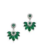 Bloomingdale's Emerald Marquis & Diamond Fan Drop Earrings In 14k White Gold - 100% Exclusive