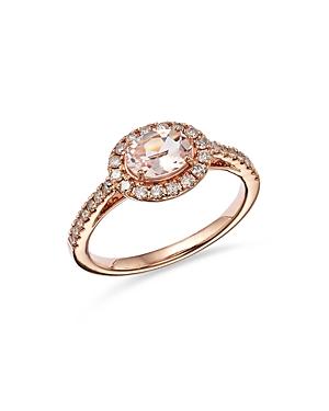 Bloomingdale's Morganite & Diamond Oval Halo Ring In 14k Rose Gold - 100% Exclusive