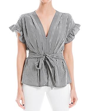 Max Studio Yarndye Tie Front Ruffle Sleeve Blouse (62% Off) - Comparable Value $78