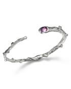 Michael Aram Sterling Silver Twig Bracelet With Amethyst And Diamond Detail