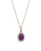 Amethyst Cabochon And Diamond Pendant Necklace In 14k Rose Gold, 17 - 100% Exclusive
