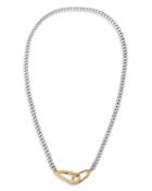 Allsaints Two Tone Double Carabiner Necklace, 18