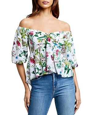 L'agence Elena Silk Off-the-shoulder Blouse