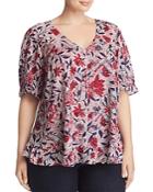 Lucky Brand Plus Floral-print Ruffle Top