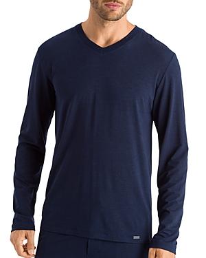 Hanro Cotton Blend Long Sleeve V Neck Tee