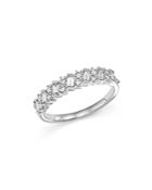 Round And Baguette Diamond Band In 14k White Gold, .50 Ct. T.w.