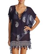 Surf Gypsy Tassel Paisley Floral-print Tunic Swim Cover-up