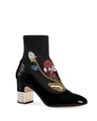 Gucci Women's Candy Embroidered Knit & Patent Leather Embellished Booties