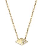 Zoe Chicco 14k Yellow Gold Half Pave Diamond Shape Necklace, 16