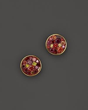 Pleve 18k Yellow Gold Berry Mosaic Mini Button Stud Earrings With Diamonds