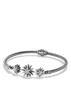 David Yurman Starburst Three-station Cable Bracelet With Diamonds In Sterling Silver
