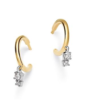 Adina Reyter 14k Yellow Gold & Sterling Silver Amigos Diamond Charm Huggie Hoop Earrings
