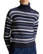 Polo Ralph Lauren Striped Buttoned Placket Turtleneck Sweater