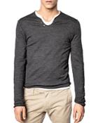 Zadig & Voltaire Monastir Intarsia Skull Henley Sweater