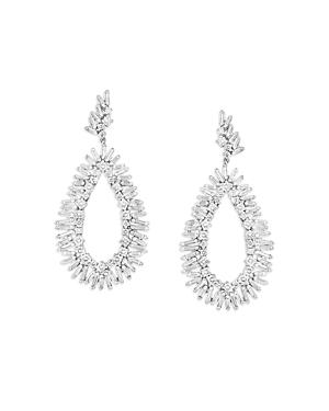 Suzanne Kalan 18k White Gold Diamond Round-cut & Baguette Teardrop Cluster Drop Earrings