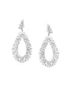 Suzanne Kalan 18k White Gold Diamond Round-cut & Baguette Teardrop Cluster Drop Earrings