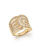Diamond Round And Baguette Band In 14k Yellow Gold, 1.30 Ct. T.w.