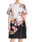 Adrianna Papell Plus Rose-printed A-line Dress