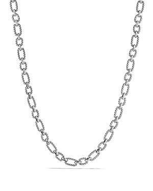 David Yurman Chain Cushion Link Necklace With Blue Sapphire In Sterling Silver