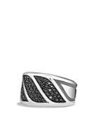 David Yurman Graphic Cable Band Ring With Black Diamonds