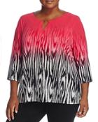 Calvin Klein Plus Ombre Zebra Print Keyhole Top