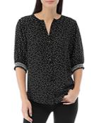 B Collection By Bobeau Valerie Dot-print Button-down Top