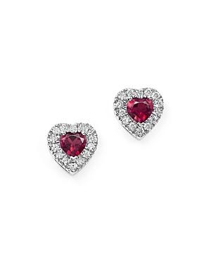 Rhodolite Garnet And Diamond Heart Earrings In 14k White Gold - 100% Exclusive
