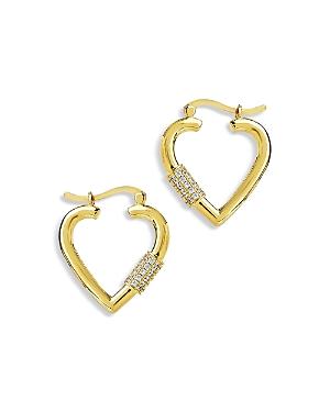 Sterling Forever Heart Carabiner Lock Hoop Earrings