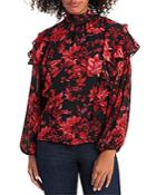 Vince Camuto Victorian Blooms Tiered Ruffle Blouse