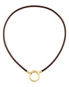 Tous 18k Yellow Gold-plated Sterling Silver Leather Hold Choker Necklace, 15.8