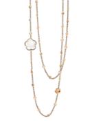 Pasquale Bruni 18k Rose Gold Bon Ton Floral Milky Quartz & Diamond Necklace, 40