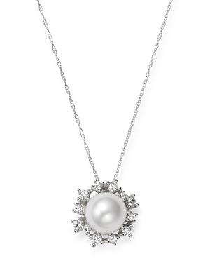 Bloomingdale's Diamond & Cultured Freshwater Pearl Pendant Necklace In 14k White Gold, 18 - 100% Exclusive