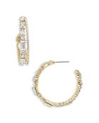 Baublebar Wren Crystal Double Row Open Hoop Earrings In Gold Tone