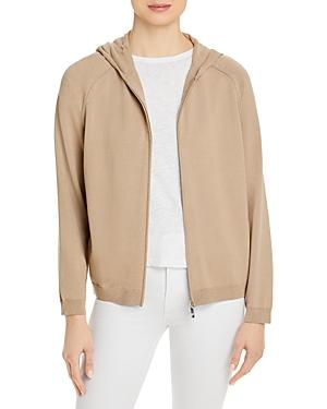 Lafayette 148 New York Metallic Trim Zip Hoodie