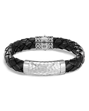 John Hardy Sterling Silver Classic Chain Black Braided Leather Bracelet