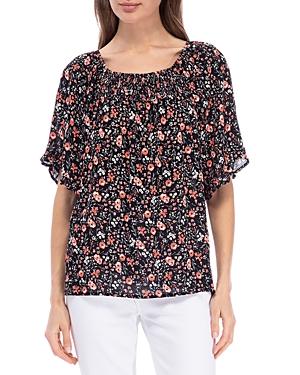 B Collection By Bobeau Floral Smocked Peasant Top