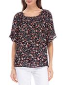 B Collection By Bobeau Floral Smocked Peasant Top